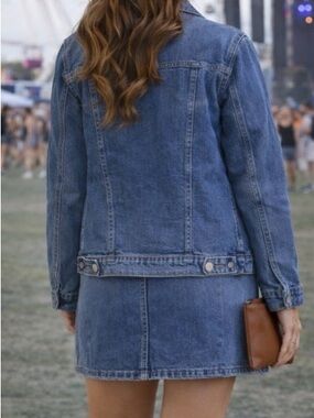 Parasuco Blue Denim XL Jean Jacket with Red Plaid Lining